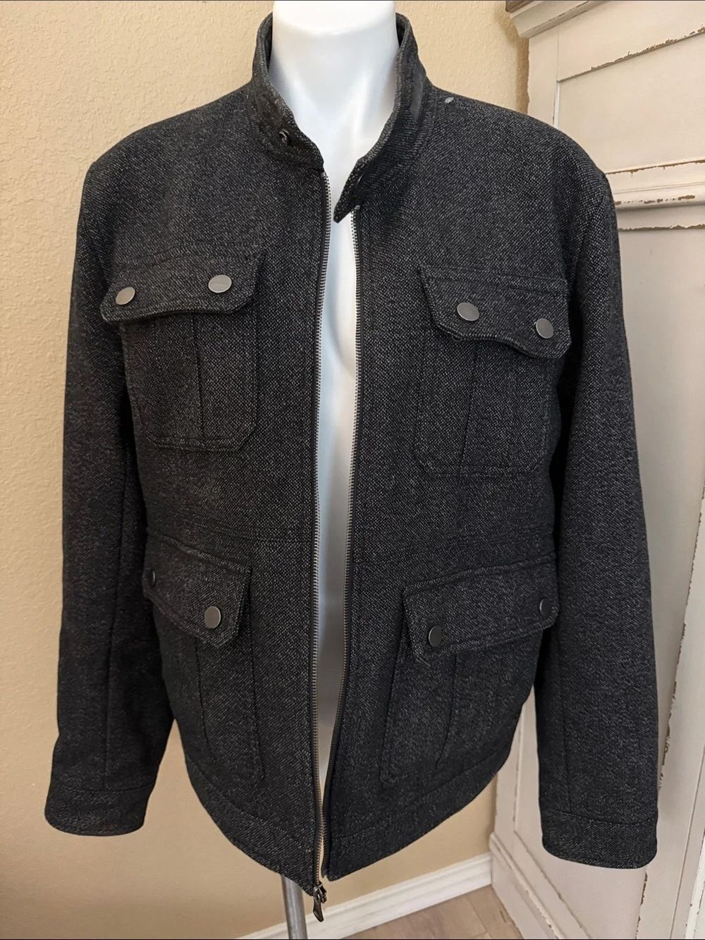 INC International Concepts Dark Gray Military-Style Field Jacket